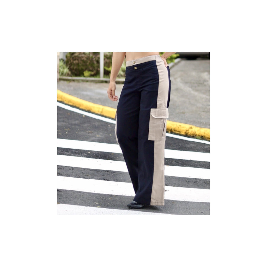 Pantalon cargo bicolor