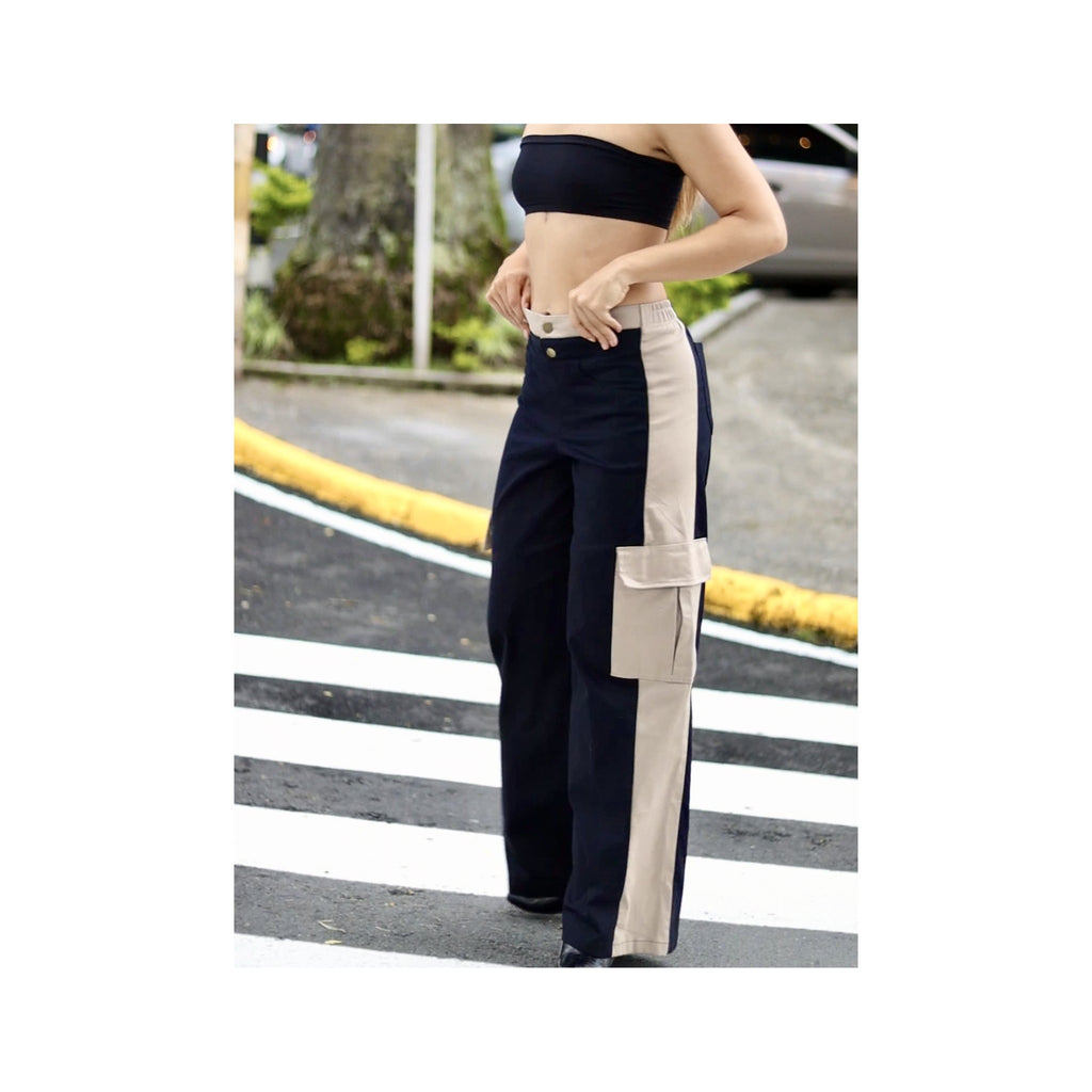Pantalon cargo bicolor