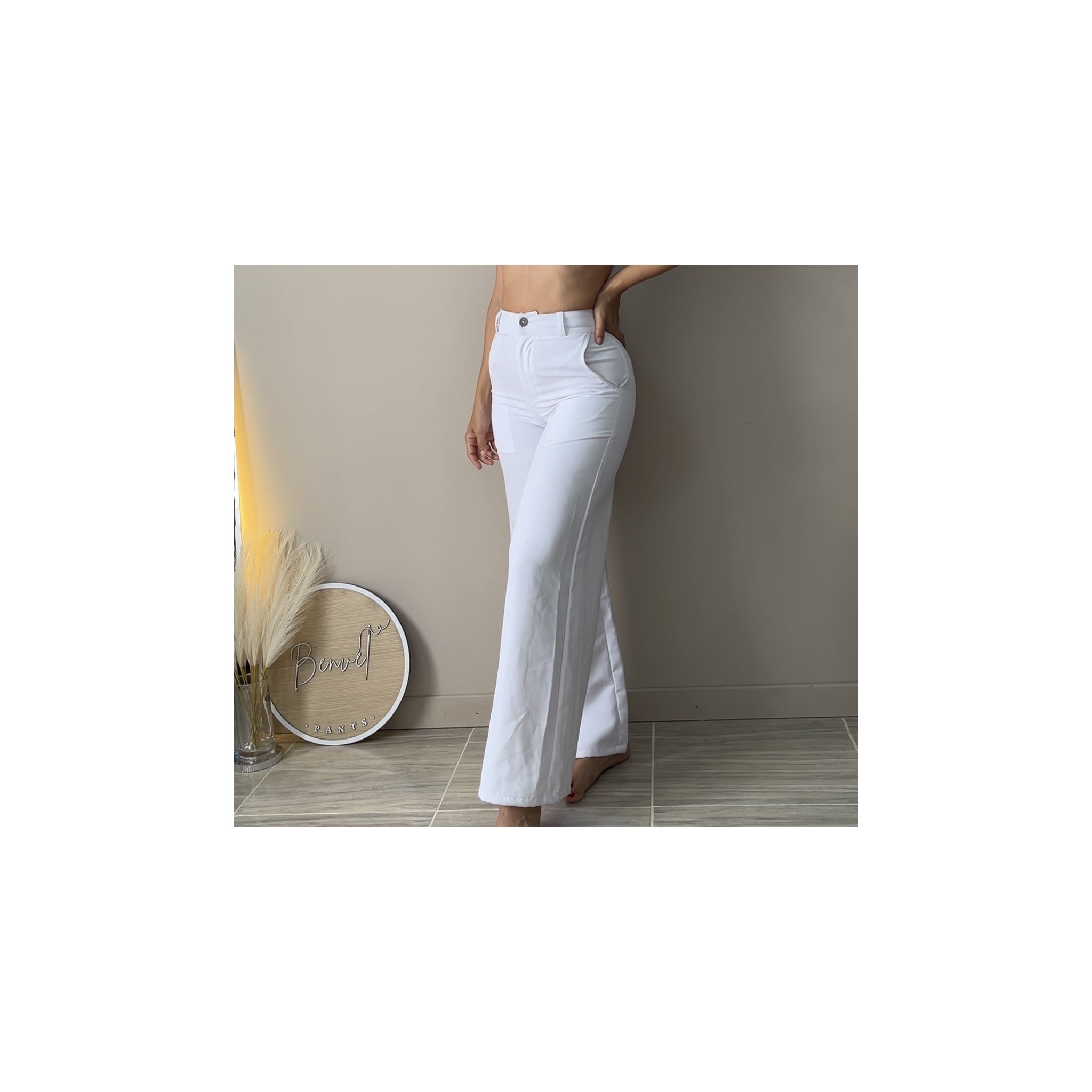 Pantalon bota campana blanco
