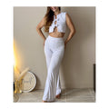 Conjunto top crop y pantalon acanalado